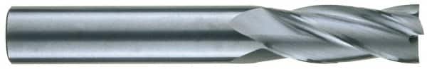 RobbJack - 9/16", 1-1/4" LOC, 9/16" Shank Diam, 3-1/2" OAL, 4 Flute, Solid Carbide Square End Mill - Single End, Uncoated, Spiral Flute, 30° Helix, Centercutting, Right Hand Cut, Right Hand Flute, Series C1-401 - Americas Industrial Supply