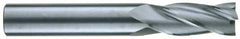 RobbJack - 9/16", 1-1/4" LOC, 9/16" Shank Diam, 3-1/2" OAL, 4 Flute, Solid Carbide Square End Mill - Single End, Uncoated, Spiral Flute, 30° Helix, Centercutting, Right Hand Cut, Right Hand Flute, Series C1-401 - Americas Industrial Supply