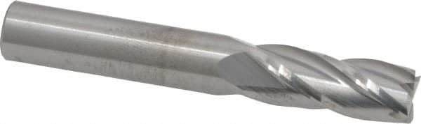 RobbJack - 3/8", 7/8" LOC, 3/8" Shank Diam, 2-1/2" OAL, 4 Flute, Solid Carbide Square End Mill - Single End, Uncoated, Spiral Flute, 30° Helix, Centercutting, Right Hand Cut, Right Hand Flute, Series C1-401 - Americas Industrial Supply