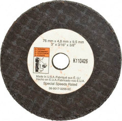3M - 3" Aluminum Oxide Cutoff Wheel - 3/16" Thick, 3/8" Arbor, 20,375 Max RPM, Use with Die Grinders - Americas Industrial Supply