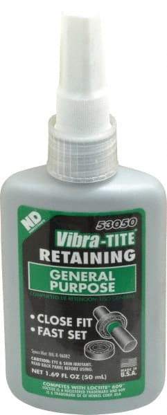 Vibra-Tite - 50 mL Bottle, Green, High Strength Liquid Retaining Compound - Series 530, 24 hr Full Cure Time - Americas Industrial Supply