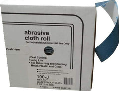 Value Collection - 1-1/2" x 50 Yd 100 Grit Aluminum Oxide Cloth Roll - Fine Grade, J Weighted Backing - Americas Industrial Supply