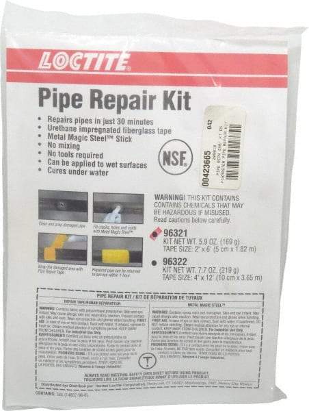 Loctite - 2"x6'" Pipe Fixmastr Pipe Repair Kit - For Onsite Repairs of Cracked Pipes & Damaged Pipe Joints - Americas Industrial Supply