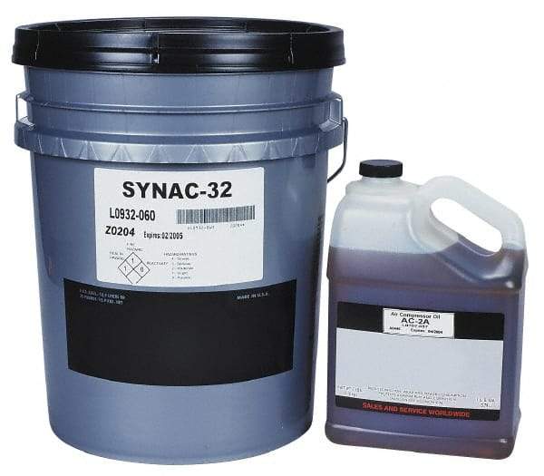 Lubriplate - 5 Gal Pail, ISO 46, SAE 20, Air Compressor Oil - 213 Viscosity (SUS) at 100°F, 49 Viscosity (SUS) at 210°F, Series SYNAC 46 - Americas Industrial Supply