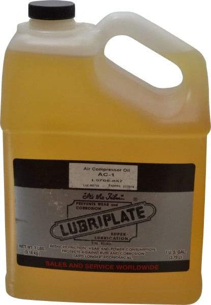 Lubriplate - 1 Gal Bottle, ISO 46, SAE 20, Air Compressor Oil - 196 Viscosity (SUS) at 100°F, 47 Viscosity (SUS) at 210°F, Series AC-1 - Americas Industrial Supply