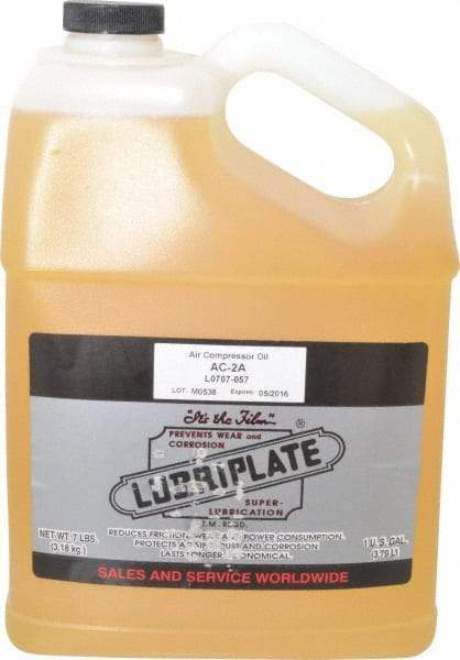 Lubriplate - 1 Gal Bottle, ISO 100, SAE 30, Air Compressor Oil - 430 Viscosity (SUS) at 100°F, 63 Viscosity (SUS) at 210°F, Series AC-2A - Americas Industrial Supply