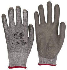 Ansell - Size S (7), ANSI Cut Lvl 2, Abrasion Lvl 6, Polyurethane Coated Cut Resistant Gloves - 8.5" Long, Palm & Fingers Coated, Dyneema/Lycra Lining, Knit Wrist, Gray/Gray, Paired - Americas Industrial Supply
