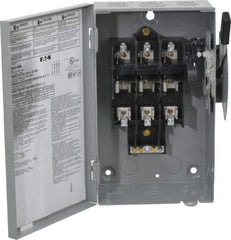 Eaton Cutler-Hammer - 30 Amp, 240 VAC, 3 Pole Fused Safety Switch - NEMA 1, 1 Phase, 1-1/2 to 3 hp at 240 VAC (Single Phase), 3 to 7-1/2 hp at 240 VAC (Triple Phase), 3PST Contact Form - Americas Industrial Supply