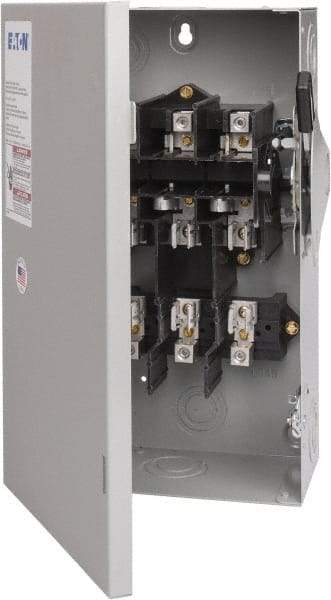 Eaton Cutler-Hammer - 60 Amp, 240 VAC, 3 Pole Fused Safety Switch - NEMA 1, 1 Phase, 3 to 10 hp at 240 VAC (Single Phase), 7-1/2 to 15 hp at 240 VAC (Triple Phase), 3PST Contact Form - Americas Industrial Supply