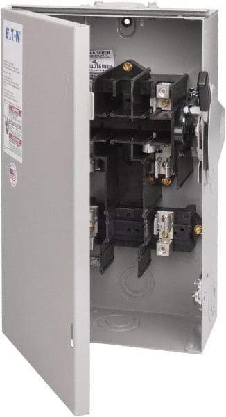 Eaton Cutler-Hammer - 60 Amp, 240 VAC, 2 Pole Fused Safety Switch - NEMA 3R, 3 Phase, 3 to 10 hp at 240 VAC (Single Phase), 7-1/2 to 15 hp at 240 VAC (Triple Phase), DPST Contact Form - Americas Industrial Supply