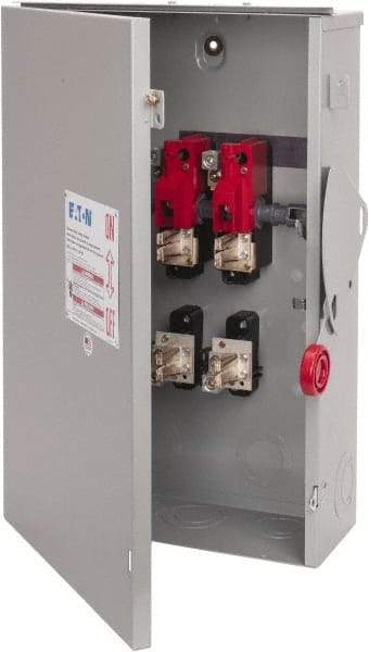 Eaton Cutler-Hammer - 200 Amp, 240 VAC, 2 Pole Fused Safety Switch - NEMA 3R, 3 Phase, 15 to 25 hp at 240 VAC\xA0 (Single Phase), 50 hp at 240 VAC (Triple Phase), DPST Contact Form - Americas Industrial Supply