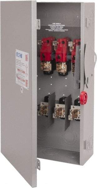 Eaton Cutler-Hammer - 200 Amp, 250 VDC, 480-600 VAC, 3 Pole Fused Safety Switch - NEMA 1, 1 Phase, 50 hp at 480/600 VAC (Single Phase), 125 hp at 480 VAC, 150 hp at 600 VAC (Triple Phase), 3PST Contact Form - Americas Industrial Supply