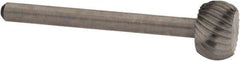 Made in USA - 3/8" Cut Diam, 1/8" Shank Diam, Flatted Ball Head Single Cut Burr - High Speed Steel, Flat End, 7/32" LOC, 1-1/2" OAL - Americas Industrial Supply