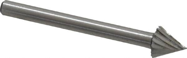 Made in USA - 1/4" Cut Diam, 1/8" Shank Diam, Cone Head Single Cut Burr - High Speed Steel, Point End, 1/4" LOC, 1-1/2" OAL - Americas Industrial Supply