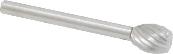 Made in USA - 1/4" Cut Diam, 1/8" Shank Diam, Oval with Flat Head Single Cut Burr - High Speed Steel, Flat End, 5/16" LOC, 1-1/2" OAL - Americas Industrial Supply