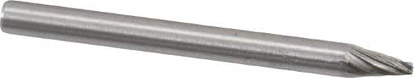 Made in USA - 1/8" Cut Diam, 1/8" Shank Diam, Cone Head Single Cut Burr - High Speed Steel, Point End, 1/4" LOC, 1-1/2" OAL - Americas Industrial Supply