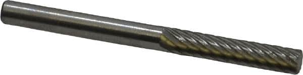 Made in USA - 1/8" Cut Diam, 1/8" Shank Diam, Cylinder Head Single Cut Burr - High Speed Steel, Flat End, 5/8" LOC, 1-1/2" OAL - Americas Industrial Supply