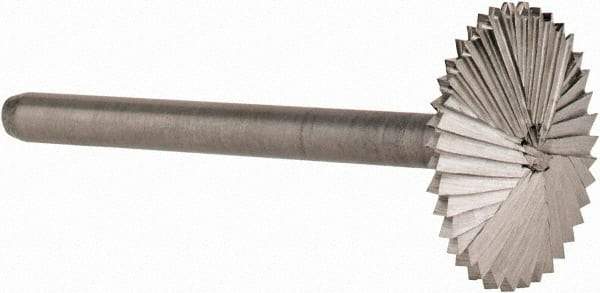 Made in USA - 5/8" Cut Diam, 1/8" Shank Diam, Double Angle Head Double Cut Burr - High Speed Steel, 1/8" LOC, 1-1/2" OAL - Americas Industrial Supply