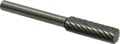 Made in USA - 3/16" Cut Diam, 1/8" Shank Diam, Cylinder Head Single Cut Burr - High Speed Steel, Flat End, 5/8" LOC, 1-1/2" OAL - Americas Industrial Supply