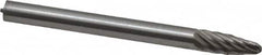 Made in USA - 1/8" Cut Diam, 1/8" Shank Diam, Tree with Radius Head Single Cut Burr - High Speed Steel, Radius End, 5/16" LOC, 1-1/2" OAL - Americas Industrial Supply