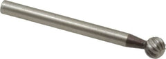 Made in USA - 3/16" Cut Diam, 1/8" Shank Diam, Ball Head Single Cut Burr - High Speed Steel, Radius End, 3/16" LOC, 1-1/2" OAL - Americas Industrial Supply
