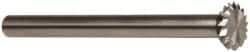 Made in USA - 1/4" Cut Diam, 1/8" Shank Diam, Double Angle Head Double Cut Burr - High Speed Steel, 1/16" LOC, 1-1/2" OAL - Americas Industrial Supply