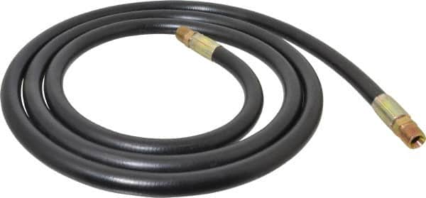 Made in USA - 1/2" Inside x 55/64" Outside Diam, 4,000 psi Working Pressure, Hydraulic Hose - 1/2-14 Thread, 120" Long, 10-1/2' Standard Coil Length, 7" Bend Radius, Nitrile Rubber, -40 to 121°C Max - Americas Industrial Supply