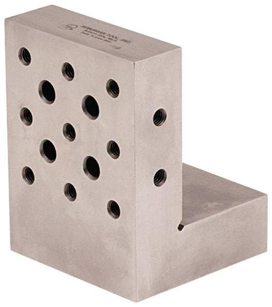 Suburban Tool - 3" Wide x 4" Deep x 3" High Steel Precision-Ground Angle Plate - Standard Plate, Machined Holes on Surface, Open End, 1" Thick, Pair of Plates - Americas Industrial Supply