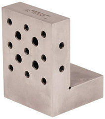 Suburban Tool - 3" Wide x 4" Deep x 3" High Steel Precision-Ground Angle Plate - Standard Plate, Machined Holes on Surface, Open End, 1" Thick, Pair of Plates - Americas Industrial Supply