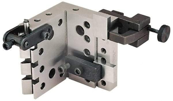 Suburban Tool - 4" Wide x 4" Deep x 4-1/2" High Steel Precision-Ground Angle Plate - V-Step Plate, Machined Holes on Surface, Open End, 1" Thick, Pair of Plates - Americas Industrial Supply