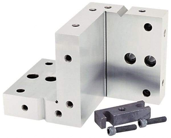 Suburban Tool - 4" Wide x 6" Deep x 4" High Steel Precision-Ground Angle Plate - Compound Plate, Machined Holes on Surface, Open End, 1" Thick, Pair of Plates - Americas Industrial Supply