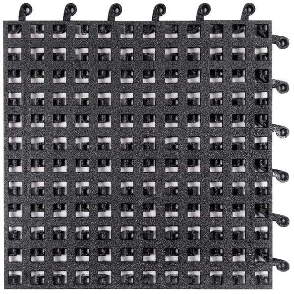 Wearwell - 18" Long x 18" Wide x 7/8" Thick, Anti-Fatigue Modular Matting Tiles - Male & Female, 4 Interlocking Sides, Black, For Dry & Wet Areas, Series 561 - Americas Industrial Supply