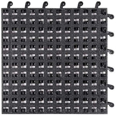 Wearwell - 18" Long x 18" Wide x 7/8" Thick, Anti-Fatigue Modular Matting Tiles - Male & Female, 4 Interlocking Sides, Black, For Dry & Wet Areas, Series 561 - Americas Industrial Supply