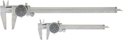 Value Collection - 0 to 6 and 12" Outside Diameter Dial Caliper Set - 0.001" Graduation, 0.1 Range per Revolution, Stainless Steel, Black Face - Americas Industrial Supply
