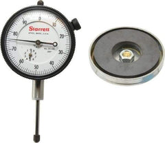 Starrett - 0.001" Graduation, 0-100 Dial Reading, Indicator & Base Kit - 0.34" Base Height, 2" Base Diam - Americas Industrial Supply