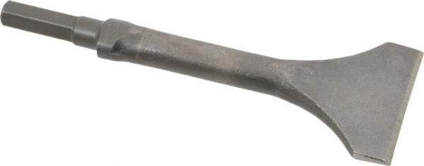 Made in USA - 3" Head Width, 9" OAL, 1/2" Shank Diam, Scaling Chisel - Hex Drive, Hex Shank, Alloy Steel - Americas Industrial Supply