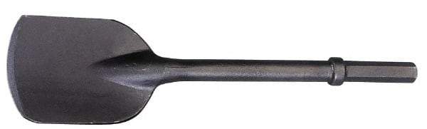 Made in USA - 5-1/2" Head Width, 22" OAL, 1-1/4" Shank Diam, Spade Chisel - Hex Drive, Hex Shank, Alloy Steel - Americas Industrial Supply