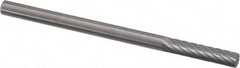 Made in USA - 1/8" Cut Diam, 9/16" Shank Diam, Cylinder Head Single Cut Burr - Carbide, Flat End, 9/16" LOC, 2" OAL - Americas Industrial Supply