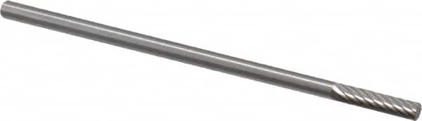 Made in USA - 1/8" Cut Diam, 1/8" Shank Diam, Cylinder Head Single Cut Burr - Carbide, Flat End, 9/16" LOC, 1-1/2" OAL - Americas Industrial Supply