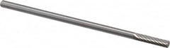 Made in USA - 1/8" Cut Diam, 1/8" Shank Diam, Cylinder Head Single Cut Burr - Carbide, Flat End, 9/16" LOC, 1-1/2" OAL - Americas Industrial Supply