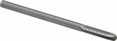Made in USA - 1/8" Cut Diam, 9/16" Shank Diam, Cylinder with Radius Head Single Cut Burr - Carbide, Radius End, 9/16" LOC, 2" OAL - Americas Industrial Supply