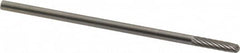 Made in USA - 1/8" Cut Diam, 1/8" Shank Diam, Cylinder with Radius Head Single Cut Burr - Carbide, Radius End, 9/16" LOC, 1-1/2" OAL - Americas Industrial Supply
