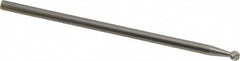 Made in USA - 1/8" Cut Diam, 1/8" Shank Diam, Ball Head Single Cut Burr - Carbide, Radius End, 1/8" LOC, 3" OAL - Americas Industrial Supply