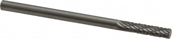 Made in USA - 1/8" Cut Diam, 1/8" Shank Diam, Cylinder Head Double Cut Burr - Carbide, Flat End, 3/16" LOC, 2" OAL - Americas Industrial Supply