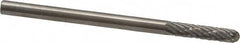 Made in USA - 1/8" Cut Diam, 1/8" Shank Diam, Cylinder with Radius Head Double Cut Burr - Carbide, Radius End, 9/16" LOC, 2" OAL - Americas Industrial Supply