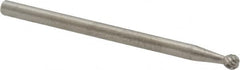 Made in USA - 1/8" Cut Diam, 1/8" Shank Diam, Ball Head Double Cut Burr - Carbide, Radius End, 1/8" LOC, 2" OAL - Americas Industrial Supply