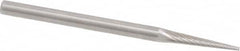 Made in USA - 1/8" Cut Diam, 1/8" Shank Diam, Cone Head Single Cut Burr - Carbide, 5/8" LOC, 2" OAL - Americas Industrial Supply