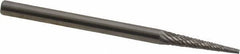 Made in USA - 1/8" Cut Diam, 1/8" Shank Diam, Cone Head Double Cut Burr - Carbide, 5/8" LOC, 2" OAL - Americas Industrial Supply
