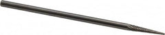 Made in USA - 1/8" Cut Diam, 1/8" Shank Diam, Cone Head Double Cut Burr - Carbide, Point End, 5/8" LOC, 1-1/2" OAL - Americas Industrial Supply