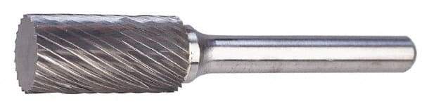 M.A. Ford - 1" Cut Diam, 1/4" Shank Diam, Cylinder Head Single Cut Burr - Carbide, Flat End, 1" LOC, 3" OAL - Americas Industrial Supply